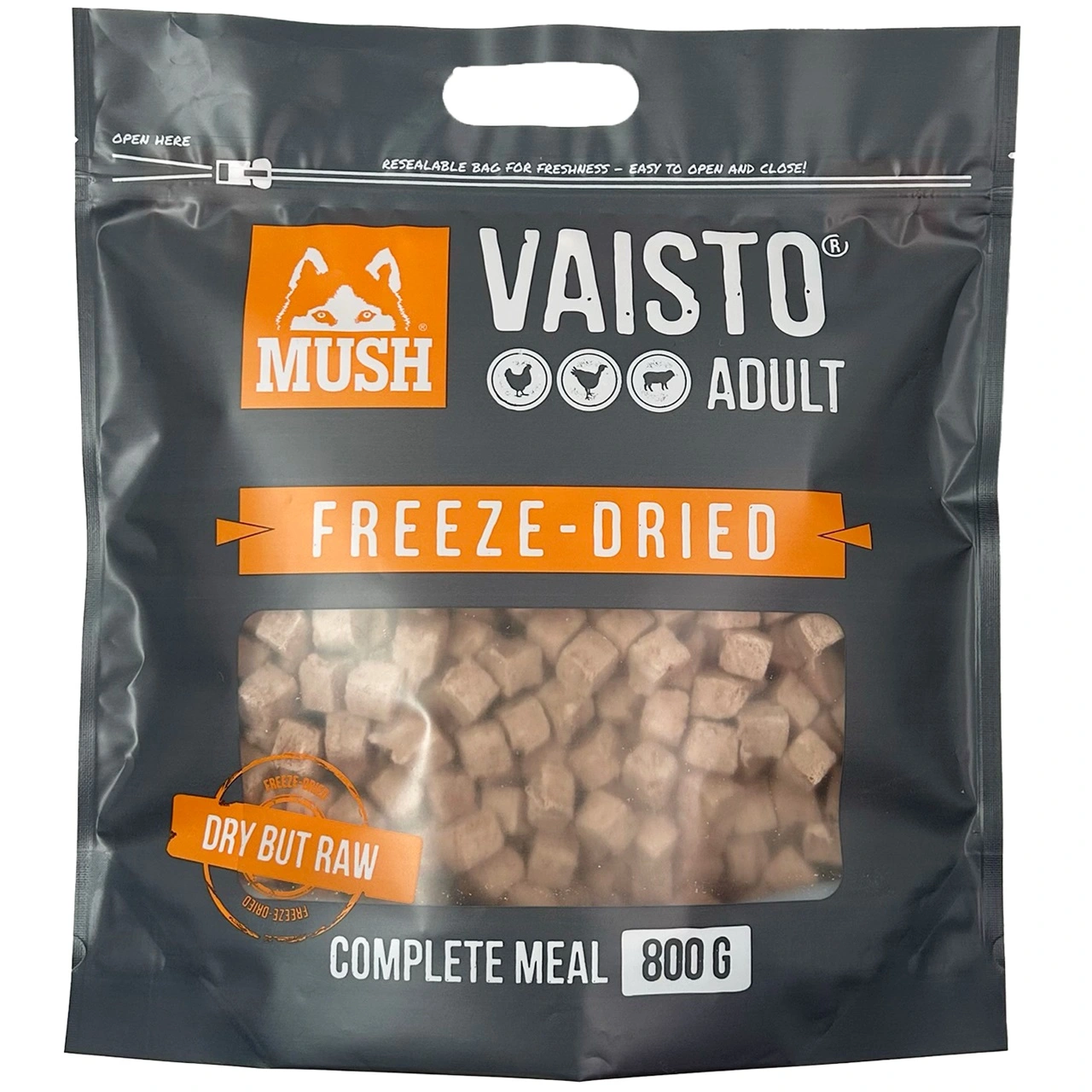 MUSH Vaisto Frysetørret Grå 800 g - Naturligt og Næringsrigt Hundefoder